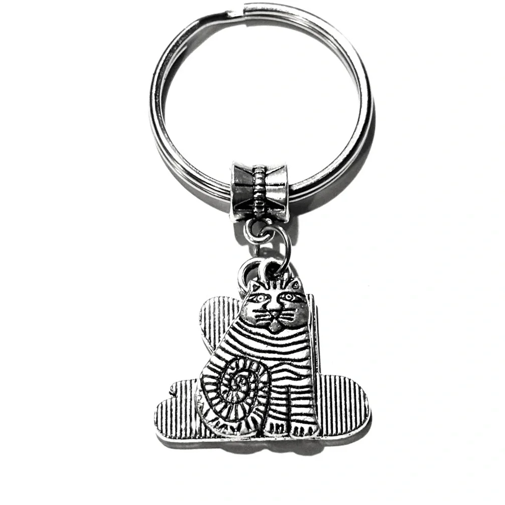 Silver Cat Lover Keychain